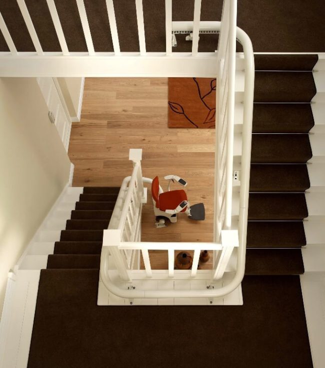 Top View of Flow 2 Curved Rail Stairlift